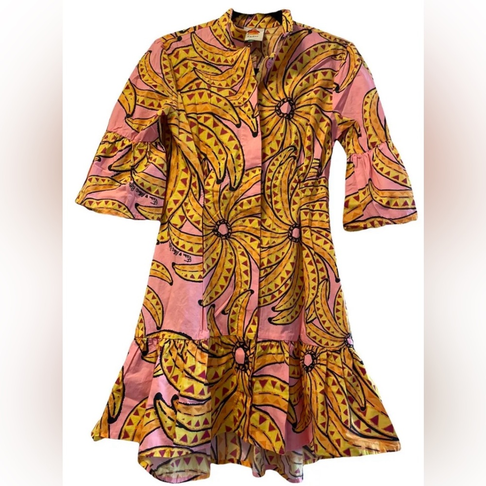 EUC Farm Rio Banana Print Mini Dress S
